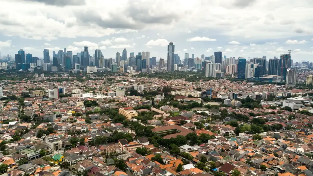 Aerial view of the Jakarta skyline.