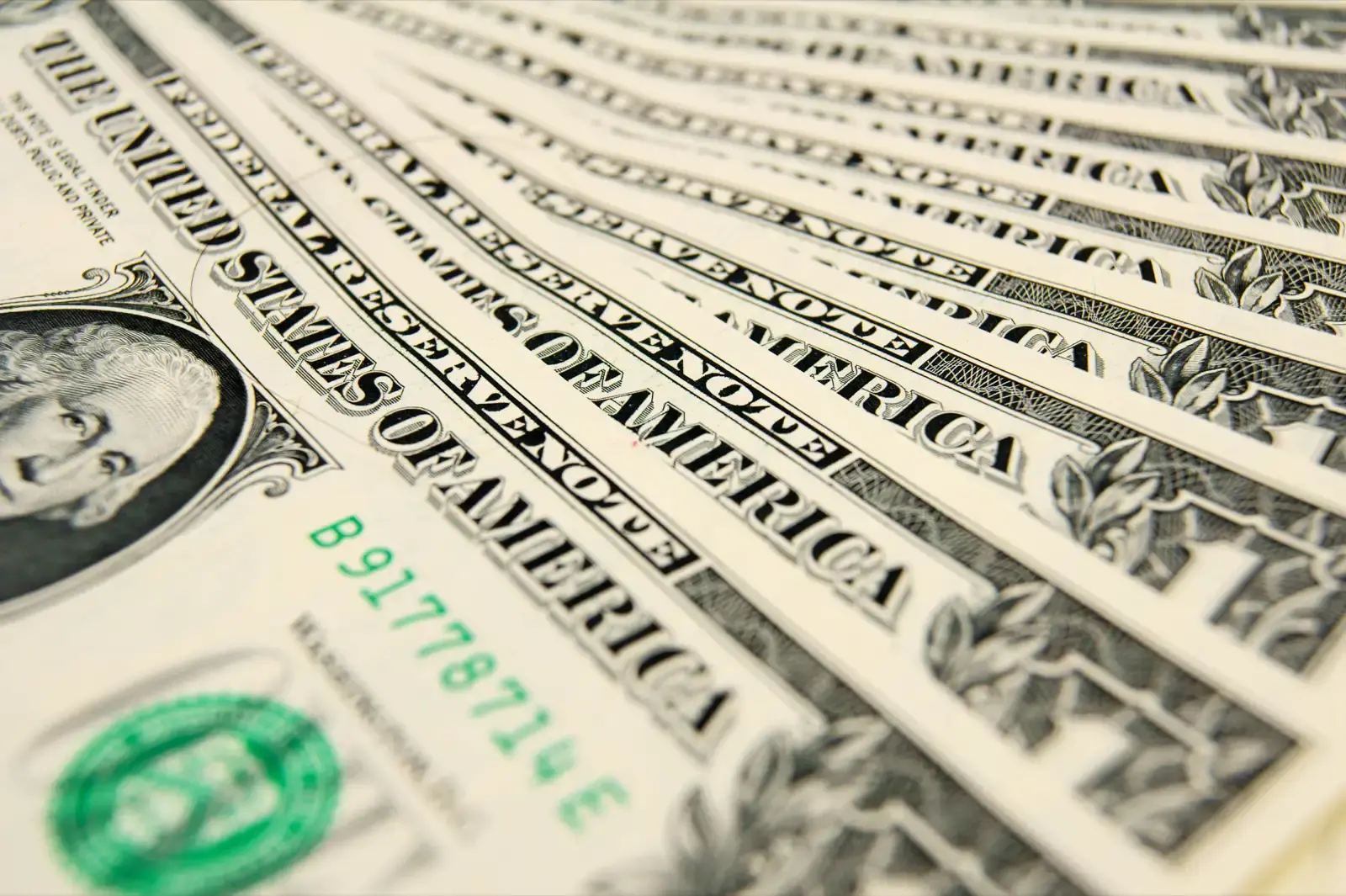 Close up shot of united states currency.